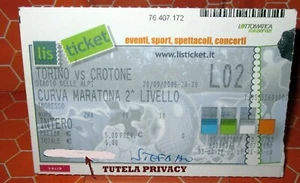 TORINO CROTONE CURVA MARATONA 2005 BIGLIETTO TICKET - Foto 1 di 1