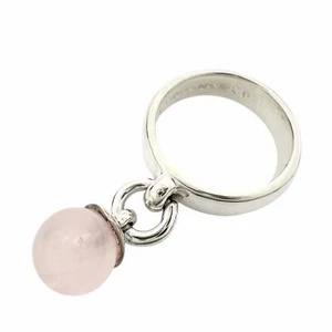 Tiffany & Co. Rose Quartz Ball Charm Ring Silver 925 Size 7.5 US 4.5 - Picture 1 of 6