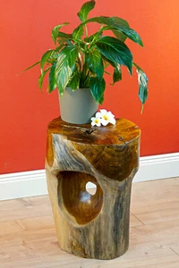 Side Table Wood Root Wood Teak Table Plant Stand Flower Stool Solid - Picture 1 of 8