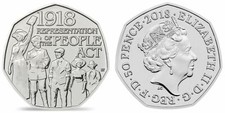 Great Britain Uk 50 Pence 50p Commemorative Coin 2018 People Act 1918 Unc