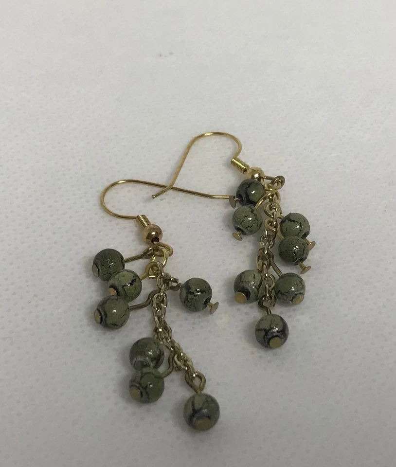 Pendientes simples con cuentas de jaspe verde Foto 1 de 1