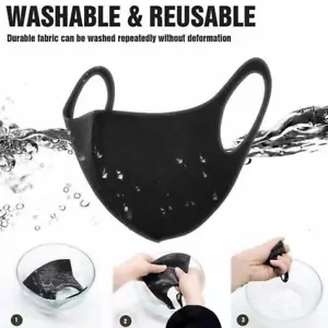Face Mask Black Protective Breathable Cotton Washable Reusable Cover UK - Picture 1 of 1