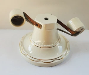 Vintage Porcelain Porcelier 2 Socket Ceiling Light Fixture ... Gold Trim - Picture 1 of 9
