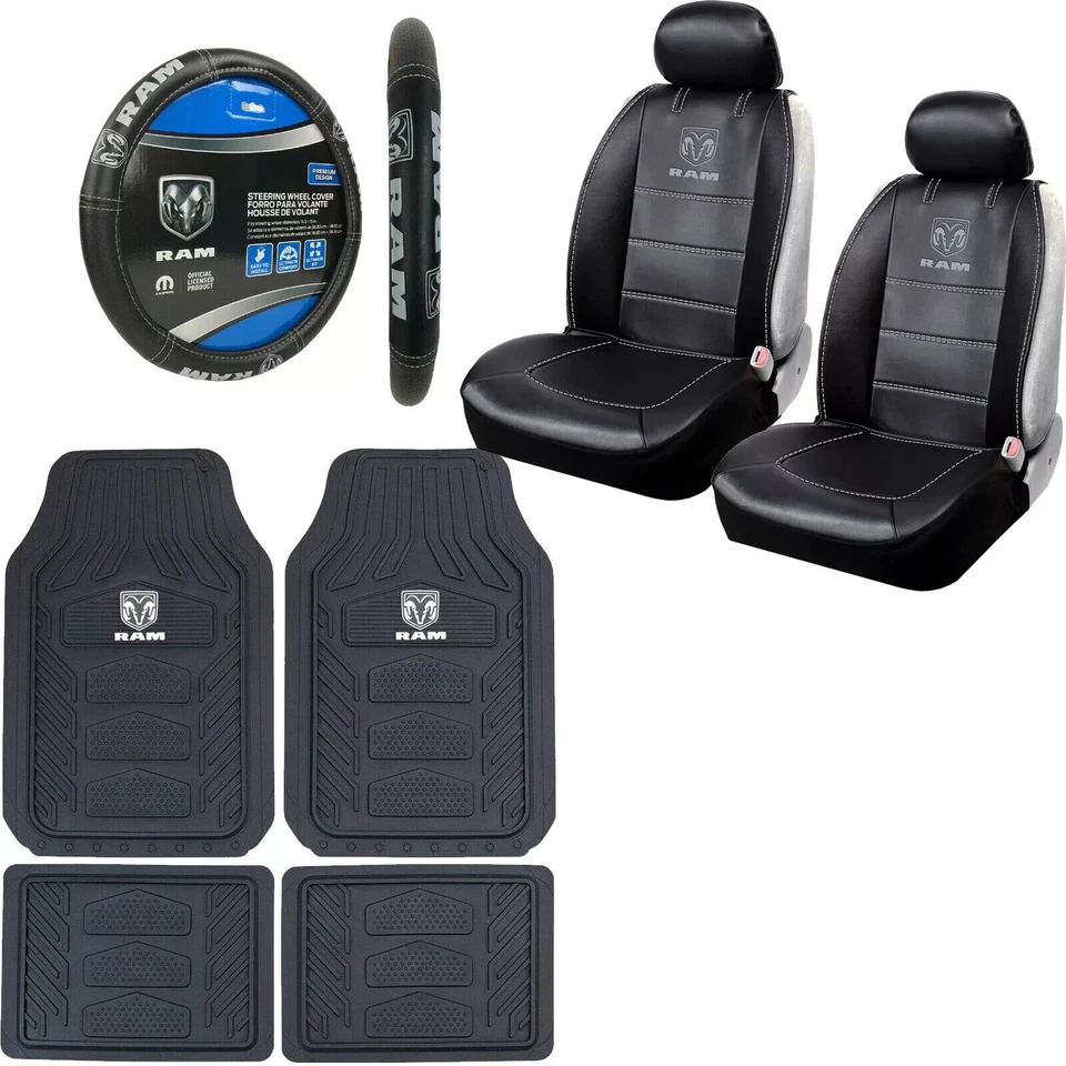 Nuevo juego de fundas de asiento de auto camioneta con logotipo Dodge RAM alfombrillas para volante Foto 1 de 1
