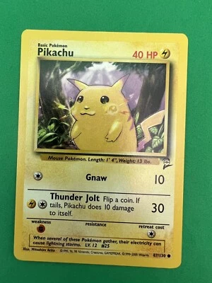 Pikachu - 87/130 - Base2 Set - Common - Pokemon Card - Unlimited Edition - NM - Image 1 of 2