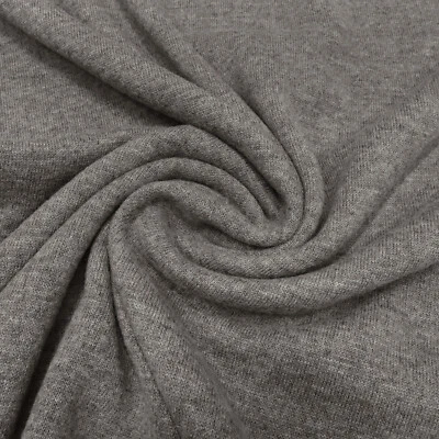 Stoff Ital Strickstoff 100% Merino Merinostrick Wolle uni grau taupé melange - Bild 1 von 4