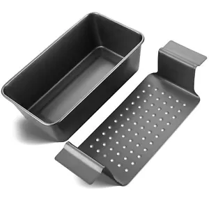 9x5 Inch Non-Stick Meatloaf Pan with Drain Tray for Baking Bread Homemade Loaf - Picture 1 of 8