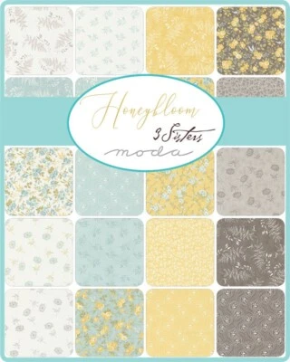 HONEYBLOOM 3 CHARM PACKS Moda QUILT Fabric 3 Sisters Cottagecore blue 44340PP - Image 1 of 4