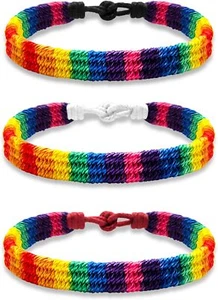 Rainbow LGBT Pride Bracelet Handmade Braided Woven LGBTQ Friendship String Ankle - Picture 1 of 7