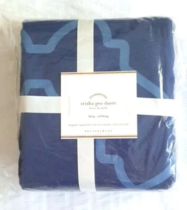 Pottery Barn TRISHA GEO Linen Blend Duvet Cover, King/CalKing, New - Picture 1 of 1