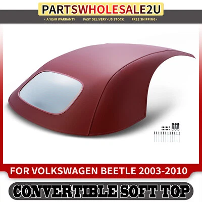 1x Borgoña Convertible techo blando para Volkswagen Beetle 2003-2004 2006 2008-2010 Foto 1 de 4