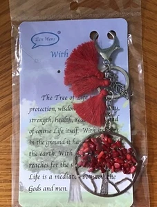 "Tree of Life" Tassel Keychain or Bag Charm in RED - Picture 1 of 1