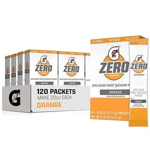 Gatorade Electrolytes Zero Sugar Sports Water Powder, Orange (120 Packets) - Picture 1 of 6