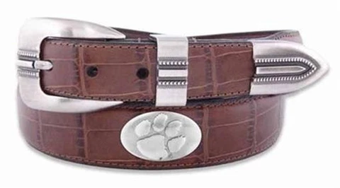 ZeppelinPro CLE-BOLPTCRC-TAN-40 Clemson Concho Croc Tan Leather Belt- 40 Waist Cover