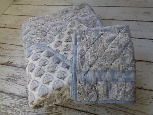 COMPANY STORE Blumen Paisley Quilt + Shams Queen Lt blau grau Baumwolle Patchwork - Bild 1 von 14