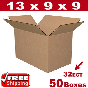 50 - 13x9x9 Cardboard Boxes Mailing Packing Shipping Box 32ECT Corrugated Carton - Picture 1 of 1