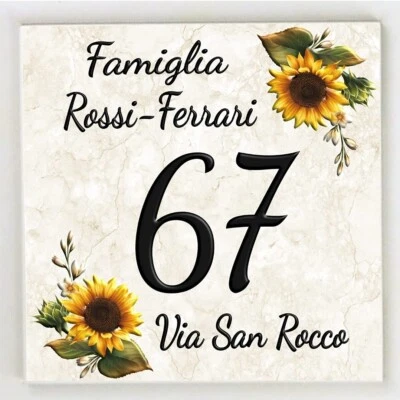 GCS SRL Numero Civico Targa PERSONALIZZABILE,Numero Civico su Mattonella 15x15 cm
