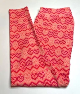 NEW LuLaRoe TC Leggings PINK PEACH WHITE Chevron KNIT Sweater COZY Heart Craft - Picture 1 of 4
