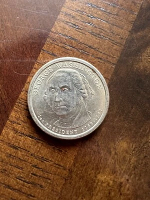 PRESIDENTIAL DOLLAR COIN GEORGE WASHINGTON  2007 P  Pos B  W/EDGE PICS - Image 1 of 2