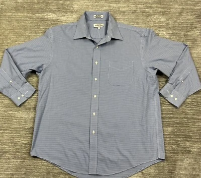 Camisa Meeting Street Para Hombre 17 32/33 Azul Blanco Cuadros Años 80 2 Capas Sarga Algodón Foto 1 de 4