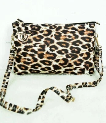 Leopard Faux Leather Buckle Lock Crossbody Clutch - Image 1 of 2