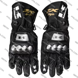 KAWASAKI NINJA ZX MOTORCYCLE RACING LEATHER GLOVES KAWASAKI RIDING GLOVES - Picture 1 of 3
