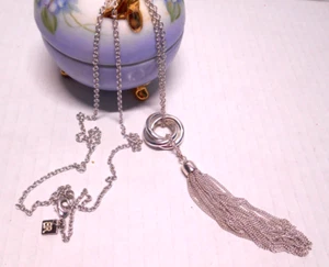 Banana Republic Silver Tone Chain & Tassel Pendant Necklace 27" - Picture 1 of 8