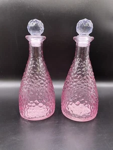 Bubble Glass Jars Set of 2 Apothecary Bottles Decorative 7” Vibrant Pink New - Picture 1 of 7