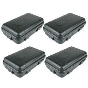 4pcs Black Plastic Sealed Storage Box Waterproof Case Dust-proof Dry Outdoor NEW - Picture 1 of 8