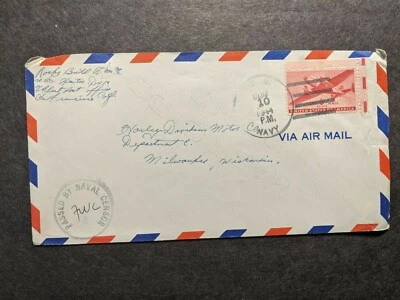 USS HECTOR AR-7 Naval Cover 1944 Censored WWII Sailor's Mail ULITHI - Image 1 of 2