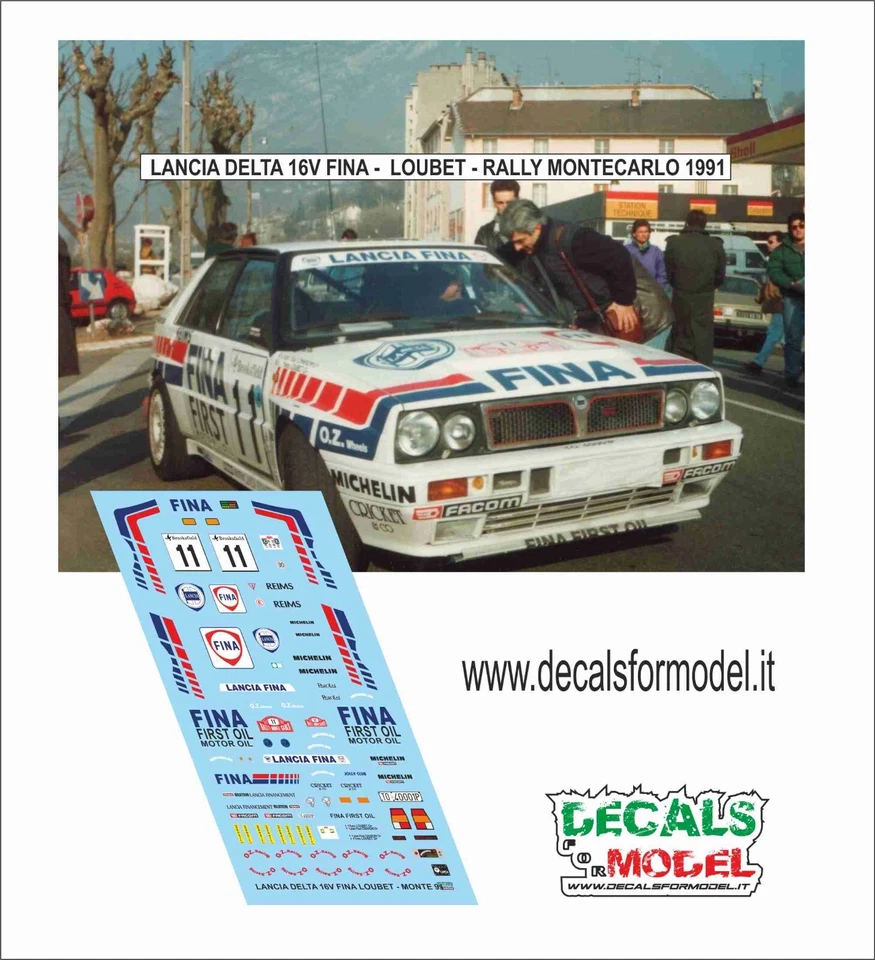 DECALS 1:43 LANCIA DELTA 16V FINA LOUBET RALLY MONTECARLO 1991 - Immagine 1 di 1