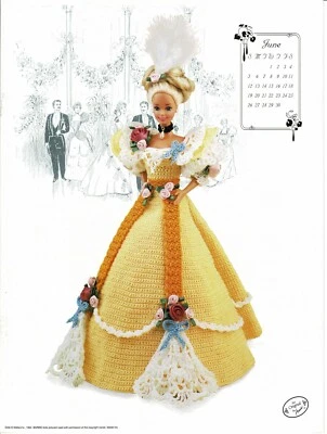 Crochet The Gibson Girl Collection Fashion Doll Gown Dress Pattern Miss June 94 - Image 1 of 2
