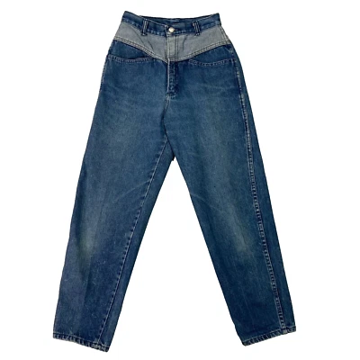 Jeans ZENA vintage anos 80 Stonewash cintura alta cônica mãe tamanho 5 23 x 26 Western Yoke  - Imagem 1 de 4