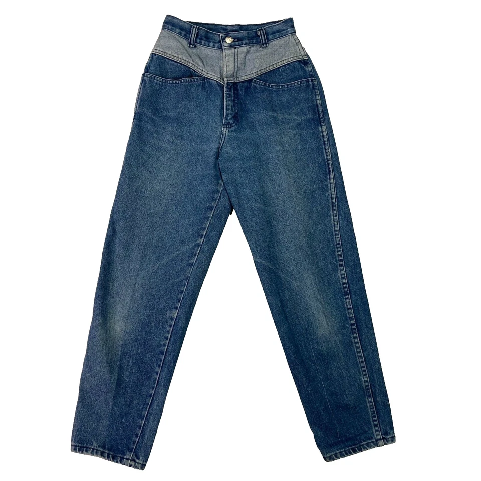 Pantalones de mezclilla ZENA de colección años 80 lavados a la piedra cintura alta cónicos mamá talla 5 23 x 26 Western Yuke  Foto 1 de 4