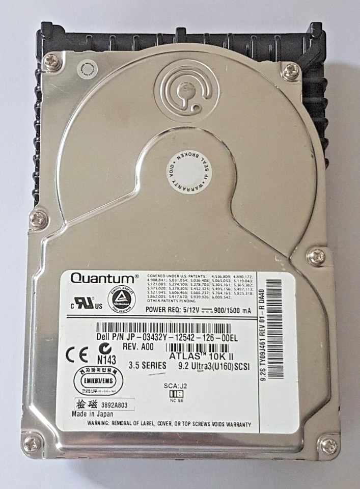 9.2GB Quantum TY09J461 Atlas 10K II Wide Ultra3(U160) SCSI 80pin 3.5 Hard Drive - Image 1 of 1