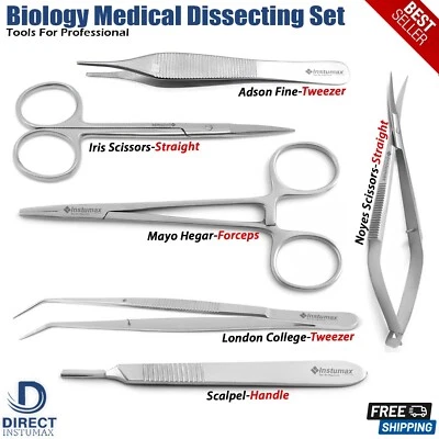 Biology Medical Dissection Kit Anatomy Surgical Dissecting Forceps Scissors Set - Image 1 of 4