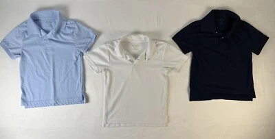 Lote de 3 camisas polo manga corta talla XS cuello uniforme escolar azul blanco azul marino Foto 1 de 4