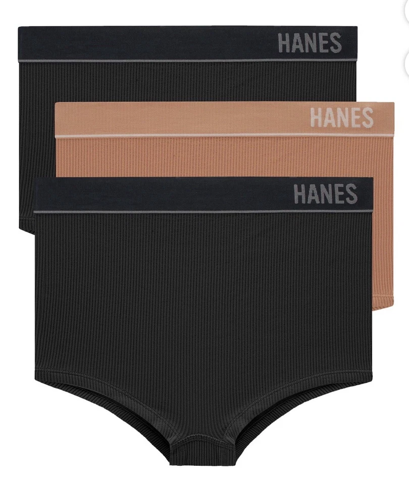 Ropa interior Hanes Originals para mujer sin costuras acanalada Boyfit, paquete de 3 talla XL NUEVA CON ETIQUETAS Foto 1 de 1