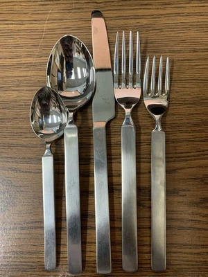 Alessi сухой из нержавеющей стали 5шт место набор Inox Италии атласная ручка серебро совершенно новый - Изображение 1 из 3