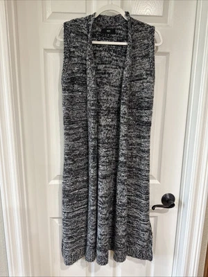 Suéter plumero largo sin mangas Mossimo MED frente abierto gris/negro jaspeado VER NOTA Foto 1 de 4