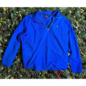 POLO Ralph Lauren Performance Blue Quarterzip Fleece Size XL - Picture 1 of 7