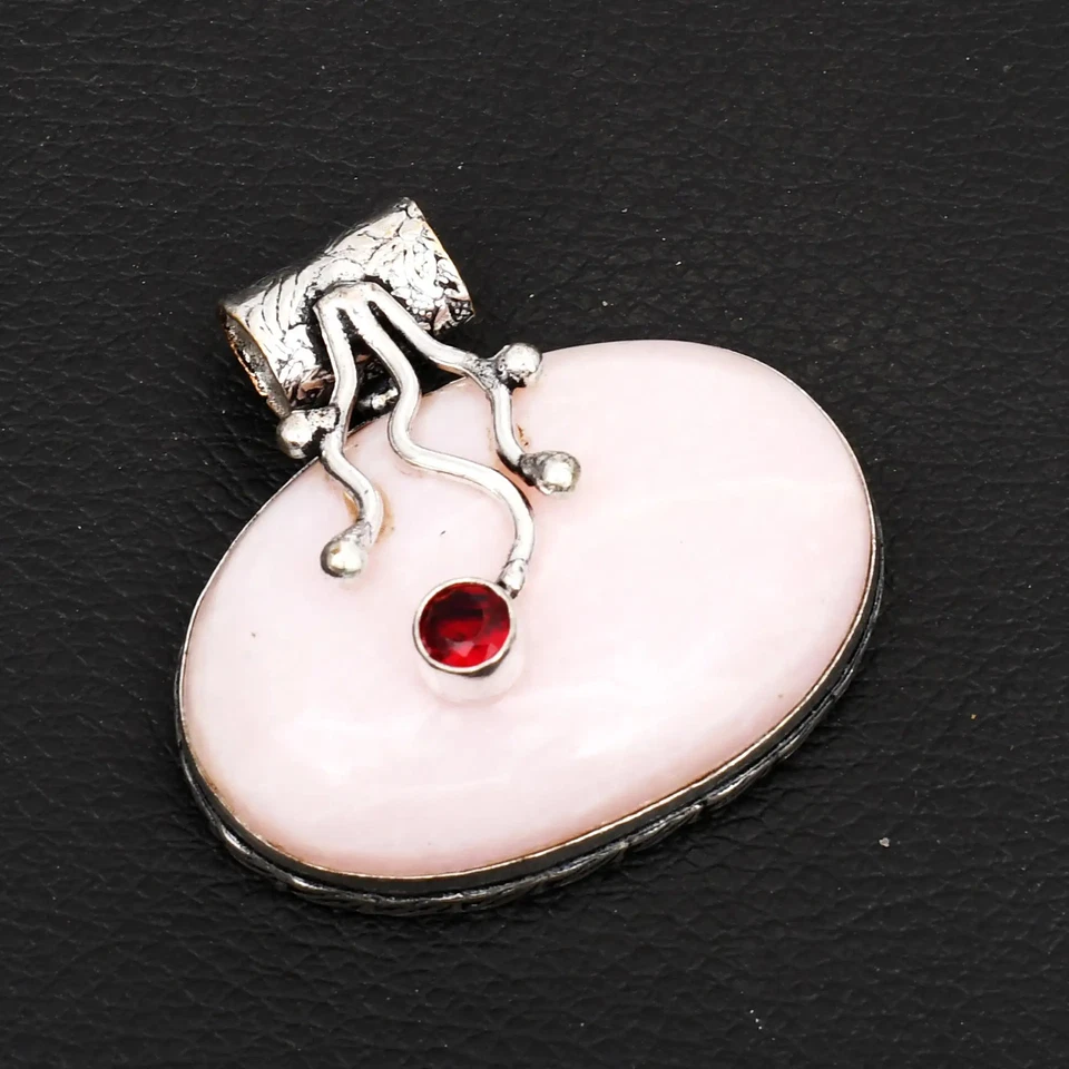 Pink Opal Garnet Gemstone Ethnic Handmade Pendant Jewelry Gift 1.56" AP-26671 - Image 1 of 1