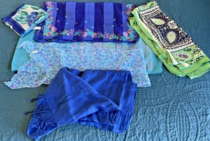 Lote de 6 bufandas vintage florales azules y verdes - Imagen 1 de 24