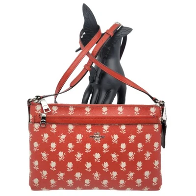 Coach East West Carmine Badlands Floral Swingpack Crossbody Purse + Pop Up Pouch - Image 1 of 4