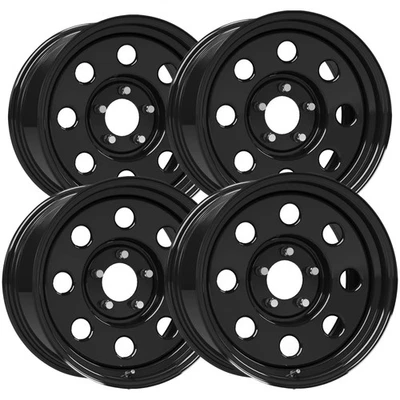(Set of 4) Vision 85 Soft 8 16x8 5x4.5" +0mm Gloss Black Wheels Rims 16" Inch - Image 1 of 4