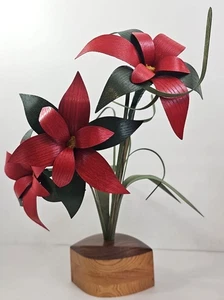 Wood Wildflowers ~Wood Flower Arrangement~ Wood Sculpture ~ Pointsettias - Picture 1 of 17