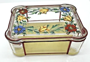 Vintage handbemalte Schmuckschatulle, Art Deco, Blumen, Schmuckschatulle, Kommode Schatulle - Bild 1 von 12