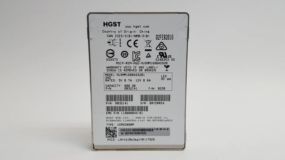 HGST EMC HUSMM1680ASS201 800 GB SAS 3 2.5 in Solid State Drive - Image 1 of 3