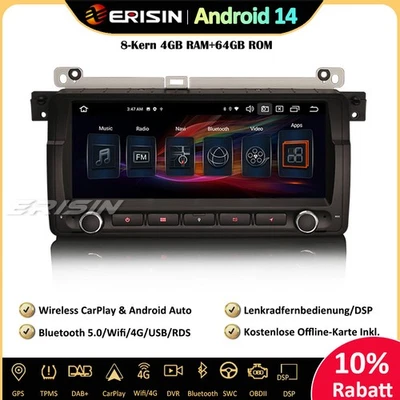 8.8“ Android 14 Autoradio GPS DAB+ CarPlay SWC Für BMW E46 3er M3 Rover 75 MG ZT - Bild 1 von 4
