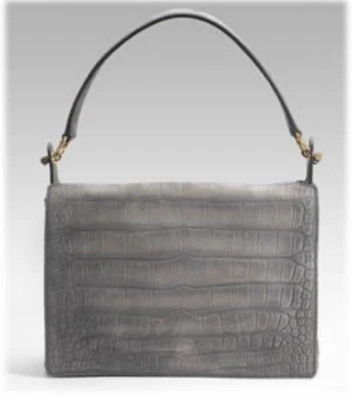 Bolso de Hombro YSL Saint Laurent Pasarela Nubuck Cocodrilo Gamuza Repujado ($1595) Foto 1 de 4